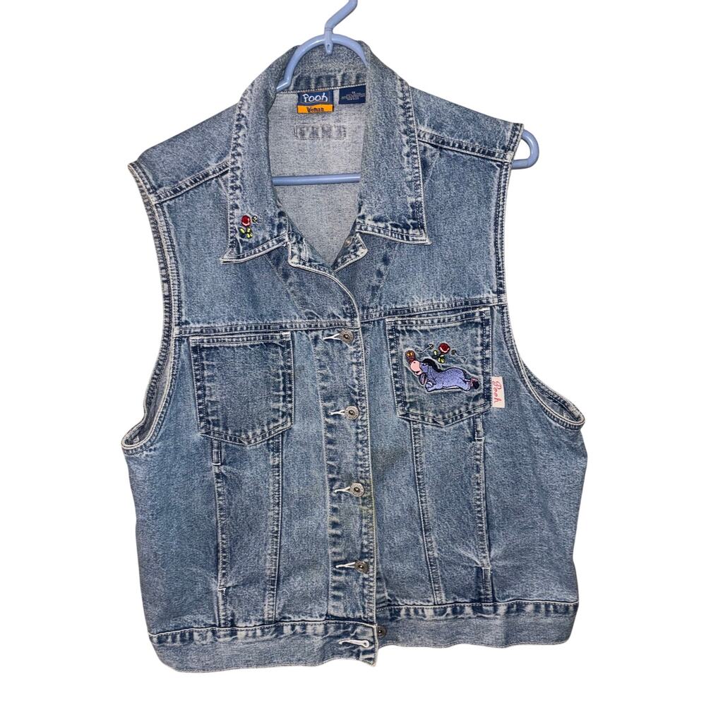 Vintage Disney Pooh woman embroidered cotton Eeyore denim vest (size 1X)
